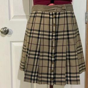 tamna  women beige striped button front lined pleated mini skirt. Size S. Used.